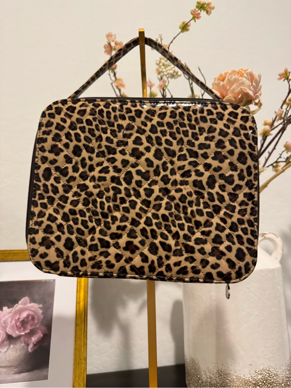 2 Leopard Print Cosmetic Cases- Brown Black